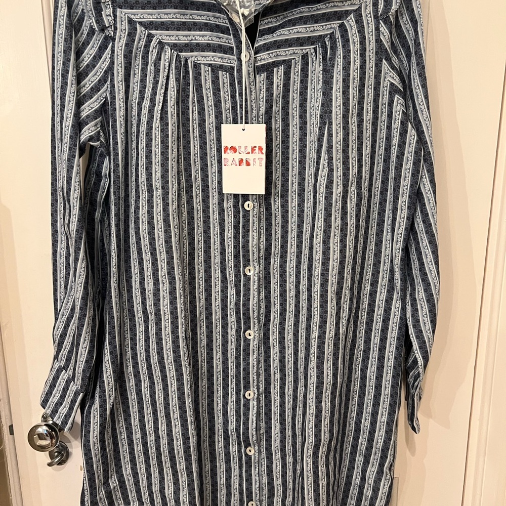 Roberta Roller Rabbit Lace Stripe Darya Dress - BLUE / XS